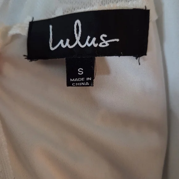 Lulus Lacey Lane White Lace Mesh Sleeve Dress Size S - Picture 6 of 6